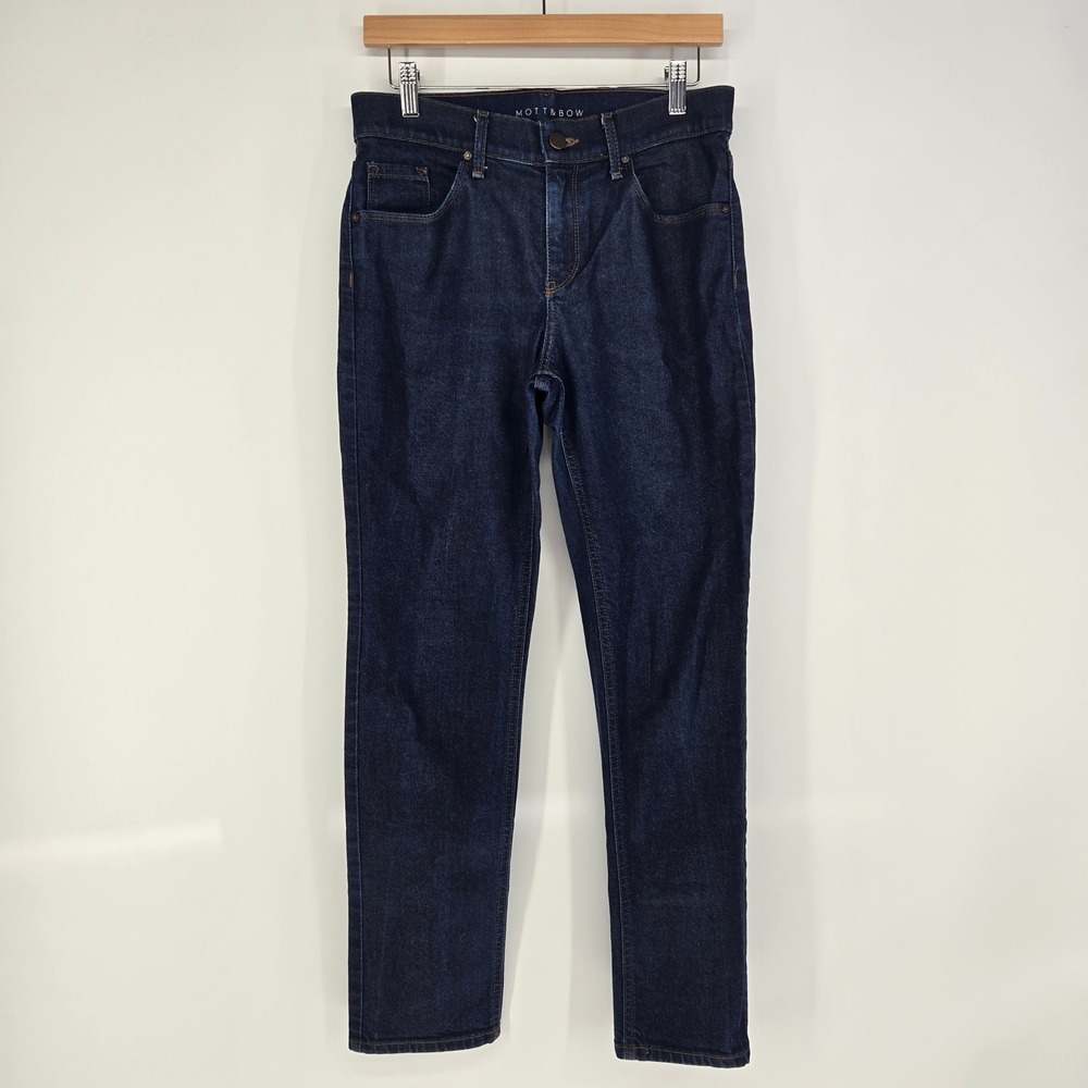 Mott & Bow Boyfriend Jeans Womens 28 Dark Wash Blue Stretch Denim Slim Indigo